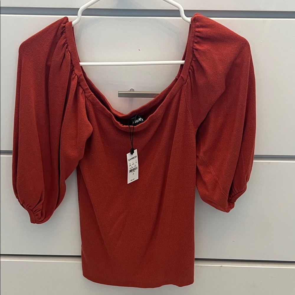 Express Red Puff Sleeve Blouse